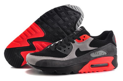 Nike Air Max 90 Mens Shoes Hot Black Gray Light Red Online Shop